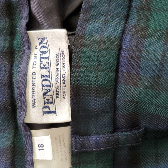 PENDLETON Wool Plaid Green Navy Blue Tartan Pants Size 18 - Picture 8 of 8